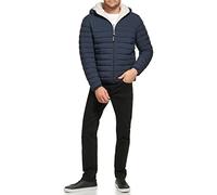 Calvin Klein Men's Mid-Weight Sherpa Lined Puffer Jacket, Hooded Down True Navy, L