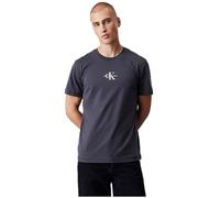 Calvin Klein Men's Monologo Short Sleeve Round Neck T-Shirt, Grey (Ebony), S