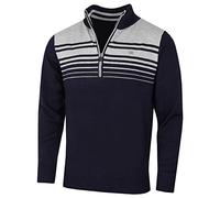 Calvin Klein Mens Rapid 1/2 Zip Striped Soft Sweater - Navy/Silver - M