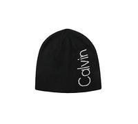Calvin Klein Men's Reversible Beanie, Black and Grey Logo, One Size