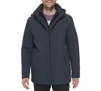 Calvin Klein Men's Rip Stop Hooded Jacket with Inner Fleece Bib, Navy, XL