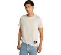 Calvin Klein Men's Round Neck Turn Up Short Sleeve Badge T-Shirt, Beige (Moonbeam), XXL