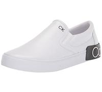 Calvin Klein Men's Ryor Sneaker, White Tumbled Leather 143, 12 UK