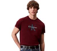 Calvin Klein Men's Short Sleeve Monologo Cotton T-Shirt, Red (Deep Rouge), S