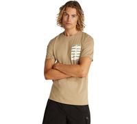 Calvin Klein Men's Short Sleeve Serif Box Graphic Cotton T-Shirt, Beige (Tree House), S