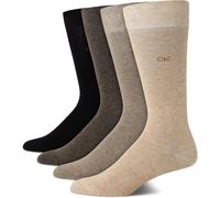 Calvin Klein Mens Socks - Cotton Blend Crew Socks Patterns & Solids (Pack of 4), Brown, One Size
