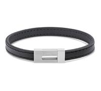 Calvin Klein Men's Stainless Steel & Black Leather Bracelet