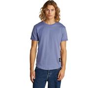 Calvin Klein Men's Turn Up Short Sleeve Badge Cotton T-Shirt, Blue (Grisaille), S