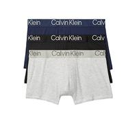 Calvin Klein Men's Ultra Soft Modern Modal 3-Pack Trunk, Black, Blue Shadow, Grey Heather, Medium