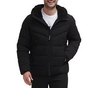 Calvin Klein Men's Winter Coat-Puffer Stretch Jacket with Sherpa Hood, Ebony, M