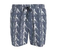 Calvin Klein Monogram Print Swim Shorts Blue
