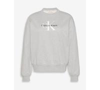 Calvin Klein Women’s Round Neck Monologo French Terry Sweatshirt, Grey (Heroic Grey Heather), XS