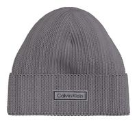 Calvin Klein PATCH CHUNKY RIB COTTON BEANIE LV04D8053GN8Q - Man - Cotton Silver OS
