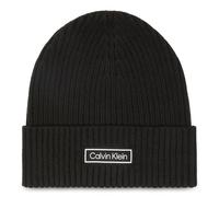 Calvin Klein PATCH CHUNKY RIB COTTON BEANIE LV04D8053GUB1 - Man - Cotton Black OS