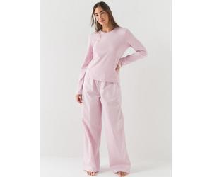 Calvin Klein Pure Cotton Long Pyjama Set, Purple, Size S, Women Purple