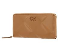 Calvin Klein Purse Re-Lock Quilt Zip Around Wallet Brown Sugar Light Brown