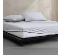 Calvin Klein - Queen Bed Sheets, Cotton Melange Jersey Bedding Set with Deep Pockets, Super Soft & Cozy Bedding Essentials (Modern Cotton Grey/Blue, Queen)