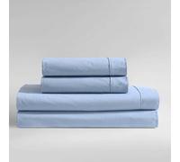 Calvin Klein - Queen Bed Sheets, Relaxed Garment Washed Cotton Percale Bedding Set with Matching Pillowcases, Deep Pockets, Oeko-TEX Certified (Washed Percale Blue, Queen)