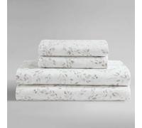 Calvin Klein - Queen Bed Sheets, Silky Smooth Sateen Cotton Bedding Set with Deep Pockets, Oeko-TEX Certified (Airy Botanical Beige, Queen)