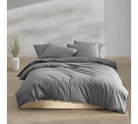 Calvin Klein - Queen Duvet Cover Set, Modern Cotton Washed Percale Bedding with Matching Shams, Cozy Home Decor, Oeko-Tex Certified (Washed Percale Graphite, Queen)