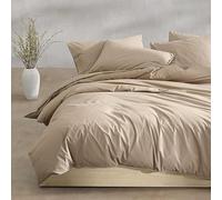 Calvin Klein - Queen Duvet Cover Set, Modern Cotton Washed Percale Bedding with Matching Shams, Cozy Home Decor, Oeko-Tex Certified (Washed Percale Camel Brown, Queen)