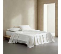Calvin Klein - Queen Size Sheet Set, Crisp & Tailored Bedding with a Cotton Percale Lightweight Feel, Deep Pockets - Bed Sheets with Matching Fitted Sheet & Pillowcases (Pinstripes Yellow)