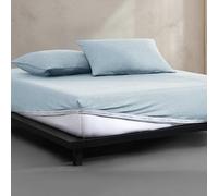 Calvin Klein - Queen Size Sheets Set, Naturally Soft Cotton-Blend Melange Jersey Bedding - Bed Sheets with Matching Pillowcases & Fitted Sheet (Modern Cotton Aqua)