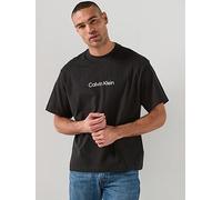 Calvin Klein Men's SS RLXD Standard Logo CREWNK TEE Tees, Black (Black), L