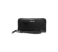 Calvin Klein Saffiano Continental Zip Around Wallet Key Item Saffiano Continental Zip Around Wallet With Wristlet Strap Calvin Klein Women, Black/Silver Patent Relief, Único