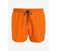 Calvin Klein Short Drawstring Graphic CK Monogram Swim Shorts Orange Black - S