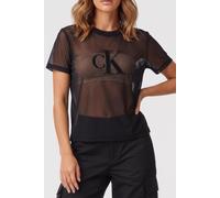 Calvin Klein Short Sleeve Pride Mesh Crew Neck Top Black size S | Shirts Outlet | Women | Black S
