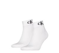 Calvin Klein Socks Mens Organic Cotton Monogram Quarter, White, 6-8 UK