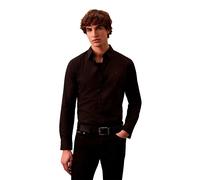 Calvin Klein Solid Stretch Slim Fit Long Sleeve Shirt Black L Men