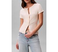 Calvin Klein Ss 1x1 Refined Rib Top Calico size M | Button-Down Shirts Outlet | Women M