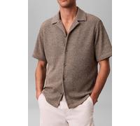 Calvin Klein Ss Mesh Camp Collar Polo Roasted Cashew size M | Casual Shirts Outlet | Men M