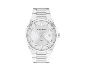 Calvin Klein Three Hand Quartz Movement Watch with Calendar for Men DISTINGUISH Collection with Silver Stainless Steel Bracelet - 25200489