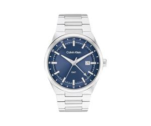 Calvin Klein Three Hand Quartz Movement Watch with Calendar for Men DISTINGUISH Collection with Silver Stainless Steel Bracelet - 25200488