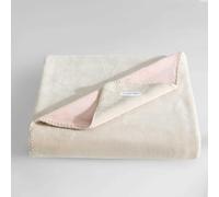 Calvin Klein - Throw Blanket, Reversible Premium Plush Bedding with Whipstitch Detailing, Practical Luxury Bedding Essentials (Modern Reversible Solid Beige/Pink, 50 x 70)