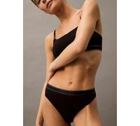 Calvin Klein TONAL LOGO COTTON Womens Thong Black - Large