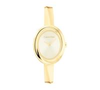 Calvin Klein Two Hand Quartz Movement Watch for Women Twisted Bezel Collection with Gold Colored Stainless Steel Bangle Bracelet - 25100056