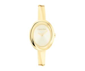Calvin Klein Two Hand Quartz Movement Watch for Women Twisted Bezel Collection with Gold Colored Stainless Steel Bangle Bracelet - 25100056