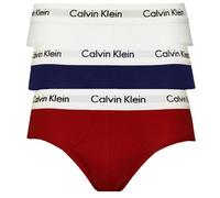 Calvin Klein U2661G-I03 100% Authentic Mens Cotton HIP Briefs- White/Navy/Red