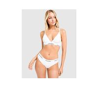 Calvin Klein Women’s Bikini Briefs with Logo Waistband, White (White), XS