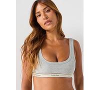 Calvin Klein Unlined Bralette, Grey, Size Xl, Women Grey