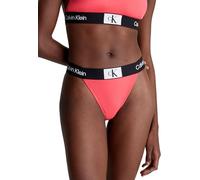Calvin Klein Women Bikini Bottoms Cheeky High Rise with Logo Band, Pink (Calypso Coral), XS