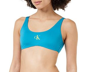 Calvin Klein Women Bralette Bikini Top Padded, Blue (Clear Turquoise), S