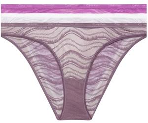 Calvin Klein Women Pack 3 Bikini Briefs with Lace, Multicolor (Dahlia/Vintage Violet/White), XL