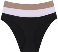 Calvin Klein Women Pack of 3 Bikini Briefs Ribbed, Multicolor (Black/Lavender Blue/Cavern Stone), XS