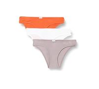 Calvin Klein Women Pack of 3 Bikini Briefs Ribbed, Multicolor (Orange Rust/Grey Sand/White), XL