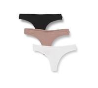 Calvin Klein Women Pack of 3 Thong Ideal Modal Rib Textured, Multicolor (Orange Rust/Grey Sand/White), M